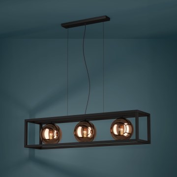 Eglo - Hanglamp aan een koord 3xE27/40W/230V koper/zwart