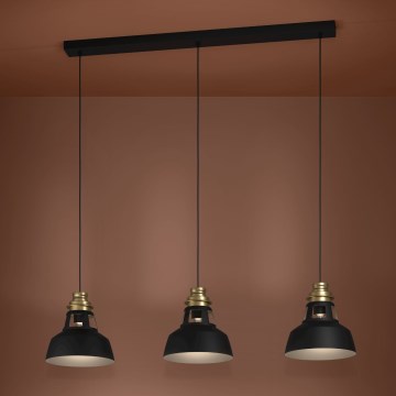 Eglo - Hanglamp aan een koord 3xE27/40W/230V zwart/goud