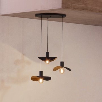 Eglo - Hanglamp aan een koord 3xE27/40W/230V zwart/goud