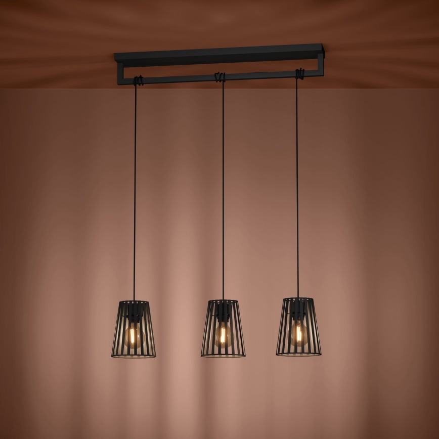 Eglo - Hanglamp aan een koord 3xE27/40W/230V zwart