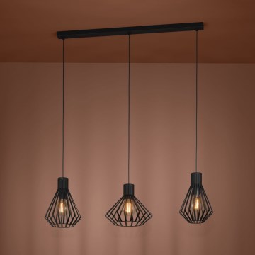 Eglo - Hanglamp aan een koord 3xE27/40W/230V zwart