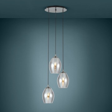 Eglo - Hanglamp aan een koord 3xE27/60W/230V gerookt