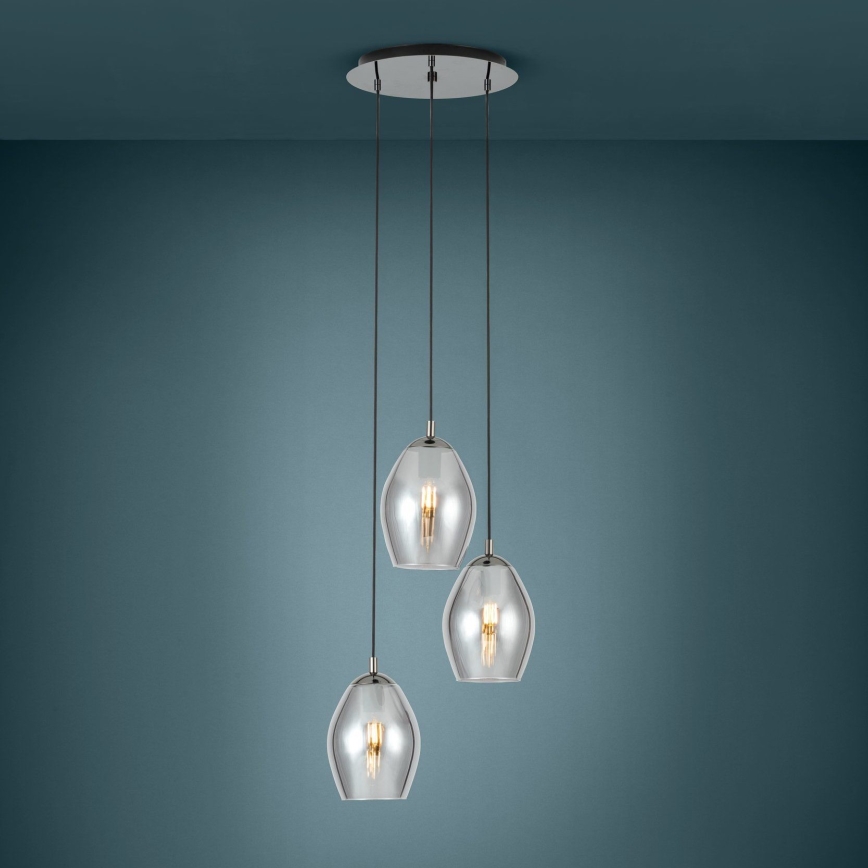 Eglo - Hanglamp aan een koord 3xE27/60W/230V gerookt
