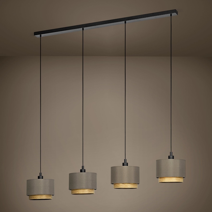 Eglo - Hanglamp aan een koord 4xE27/40W/230V bruin