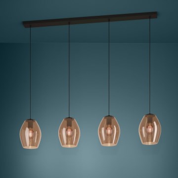 Eglo - Hanglamp aan een koord 4xE27/40W/230V bruin