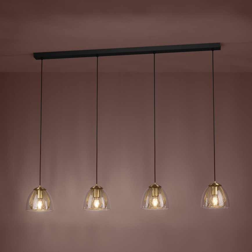 Eglo - Hanglamp aan een koord 4xE27/40W/230V goud