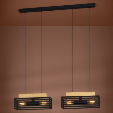 Eglo - Hanglamp aan een koord 4xE27/40W/230V zwart/bruin
