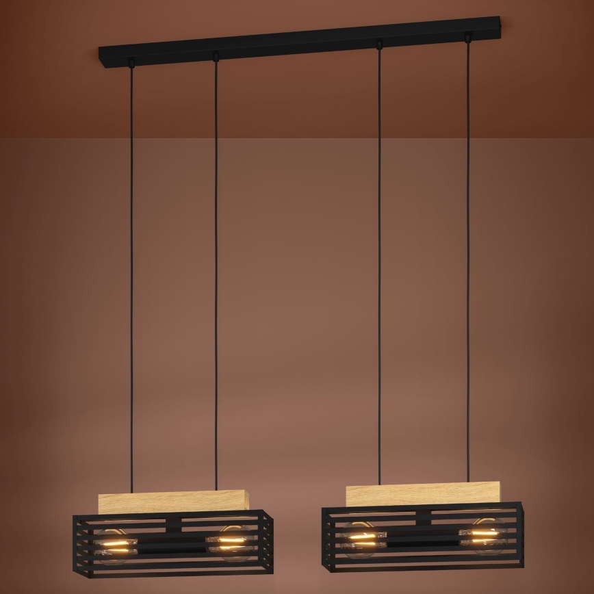 Eglo - Hanglamp aan een koord 4xE27/40W/230V zwart/bruin
