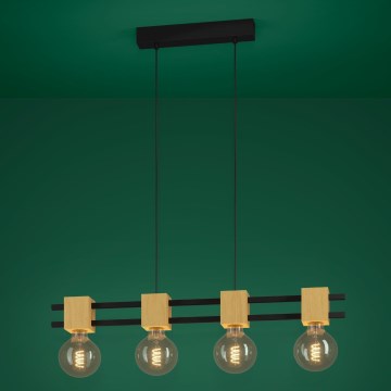 Eglo - Hanglamp aan een koord 4xE27/40W/230V zwart/bruin