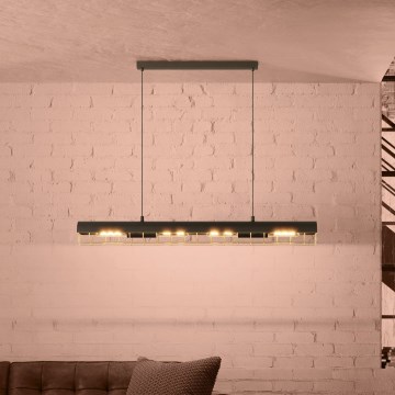 Eglo - Hanglamp aan een koord 4xE27/40W/230V zwart/goud