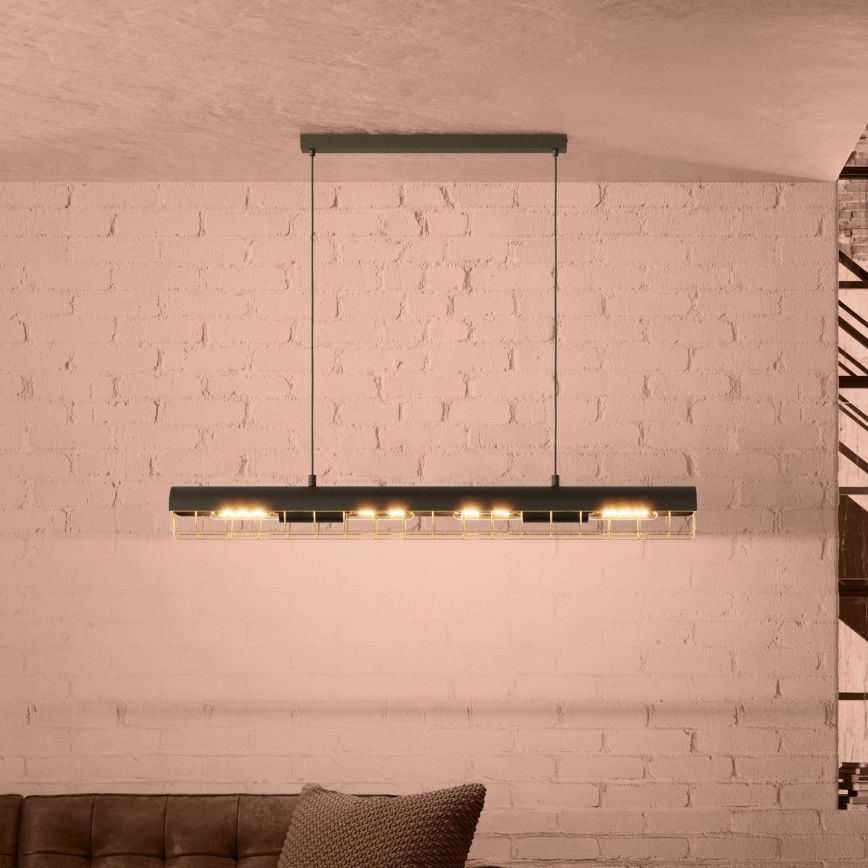Eglo - Hanglamp aan een koord 4xE27/40W/230V zwart/goud