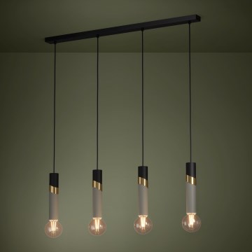 Eglo - Hanglamp aan een koord 4xE27/40W/230V zwart/goud
