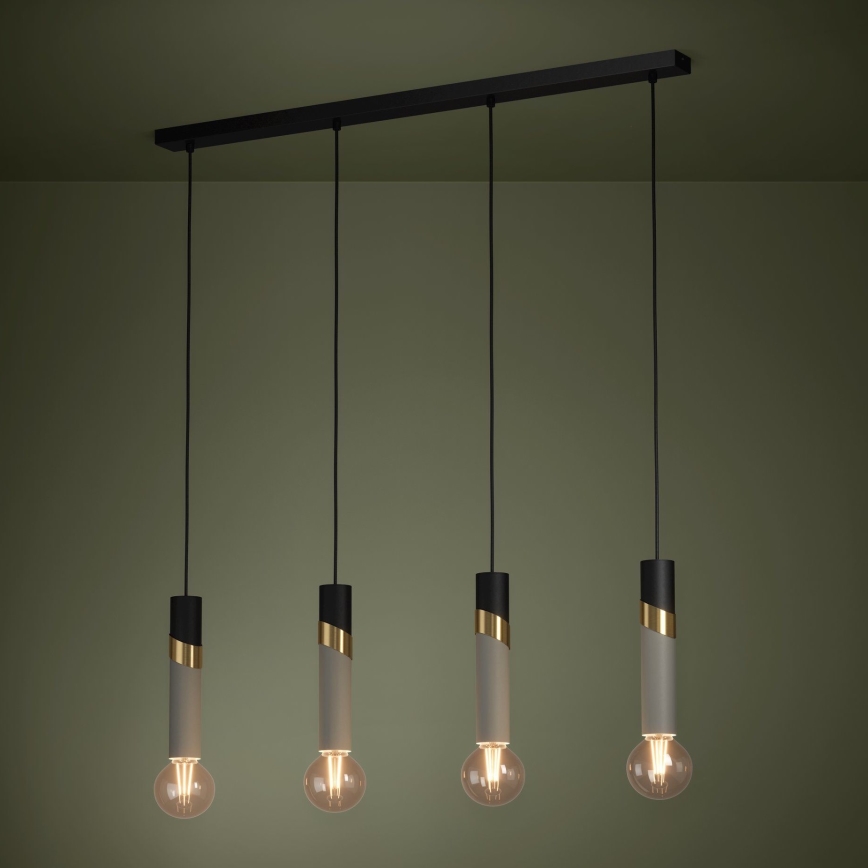 Eglo - Hanglamp aan een koord 4xE27/40W/230V zwart/goud