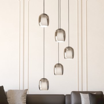 Eglo - Hanglamp aan een koord 5xE27/28W/230V grijs