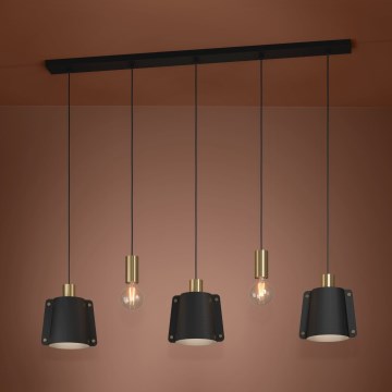 Eglo - Hanglamp aan een koord 5xE27/40W/230V zwart/goud