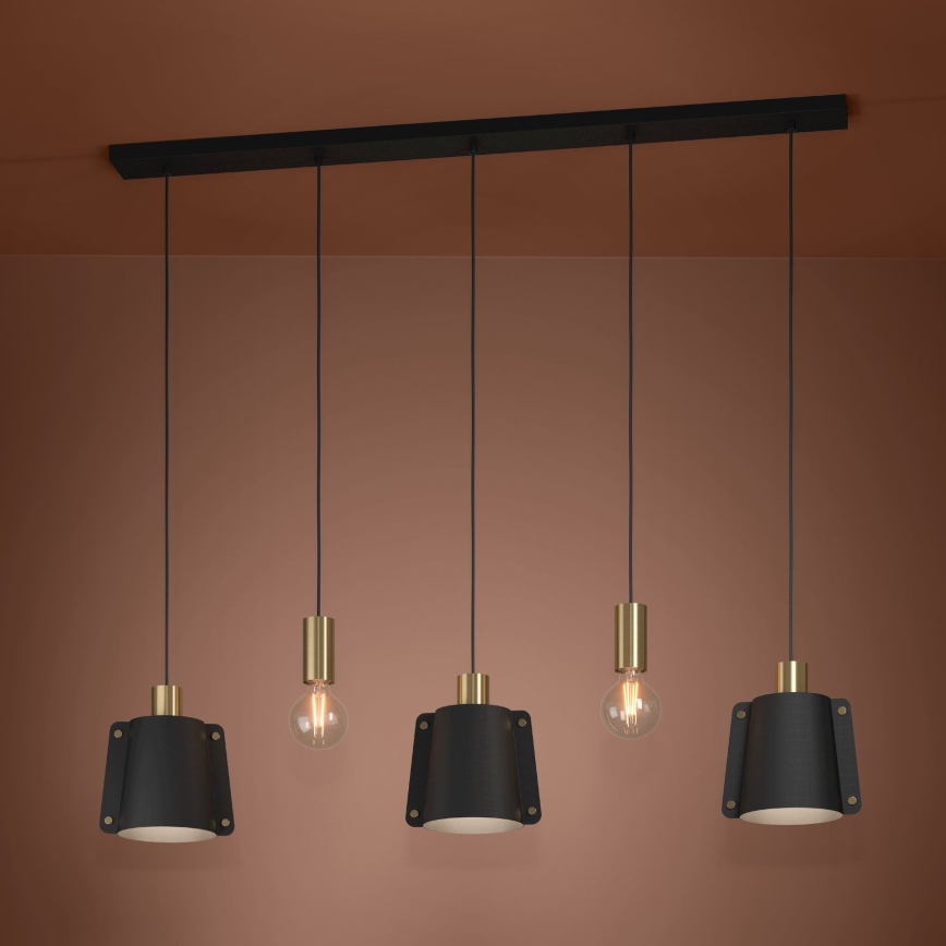 Eglo - Hanglamp aan een koord 5xE27/40W/230V zwart/goud