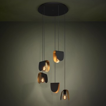 Eglo - Hanglamp aan een koord 5xE27/40W/230V zwart/goud