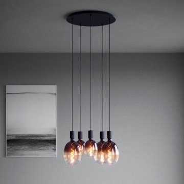 Eglo - Hanglamp aan een koord 5xE27/40W/230V zwart