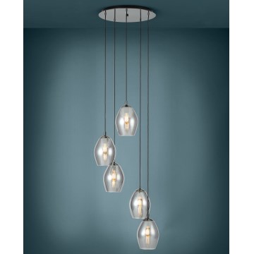 Eglo - Hanglamp aan een koord 5xE27/60W/230V gerookt