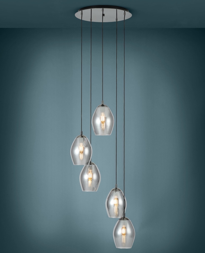 Eglo - Hanglamp aan een koord 5xE27/60W/230V gerookt