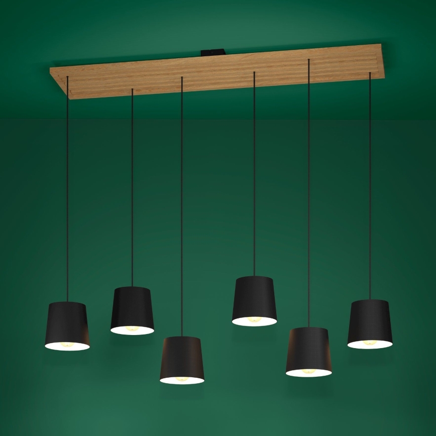 Eglo - Hanglamp aan een koord 6xE27/40W/230V zwart/bruin