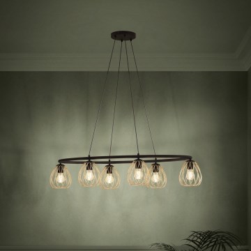 Eglo - Hanglamp aan een koord 6xE27/40W/230V zwart/goud