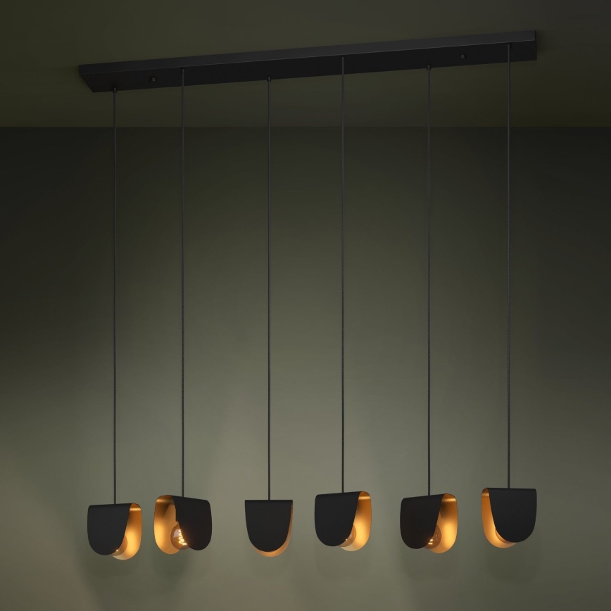 Eglo - Hanglamp aan een koord 6xE27/40W/230V zwart/goud