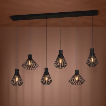 Eglo - Hanglamp aan een koord 6xE27/40W/230V zwart