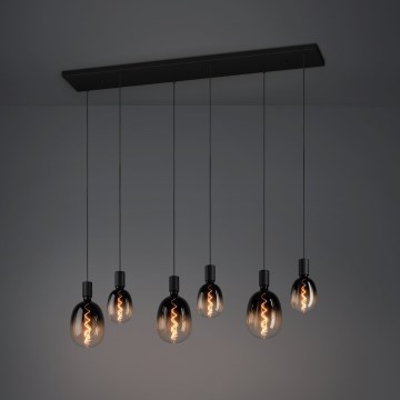 Eglo - Hanglamp aan een koord 6xE27/40W/230V zwart