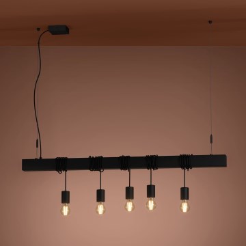 Eglo - Hanglamp aan een koord TOWNSHEND 5xE27/40W/230V zwart