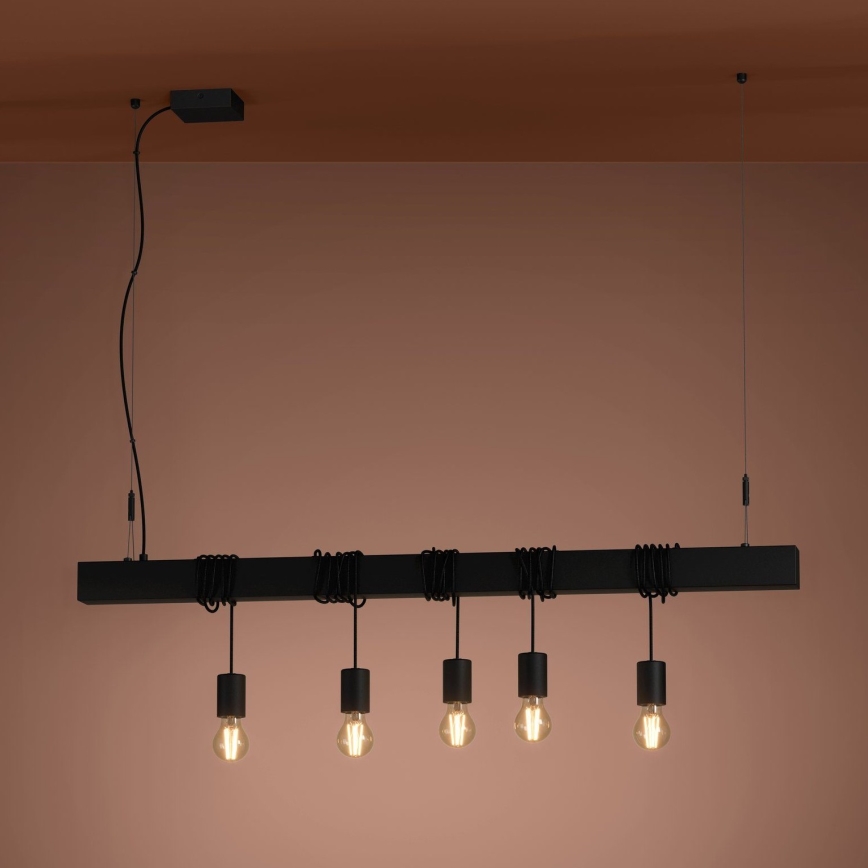 Eglo - Hanglamp aan een koord TOWNSHEND 5xE27/40W/230V zwart