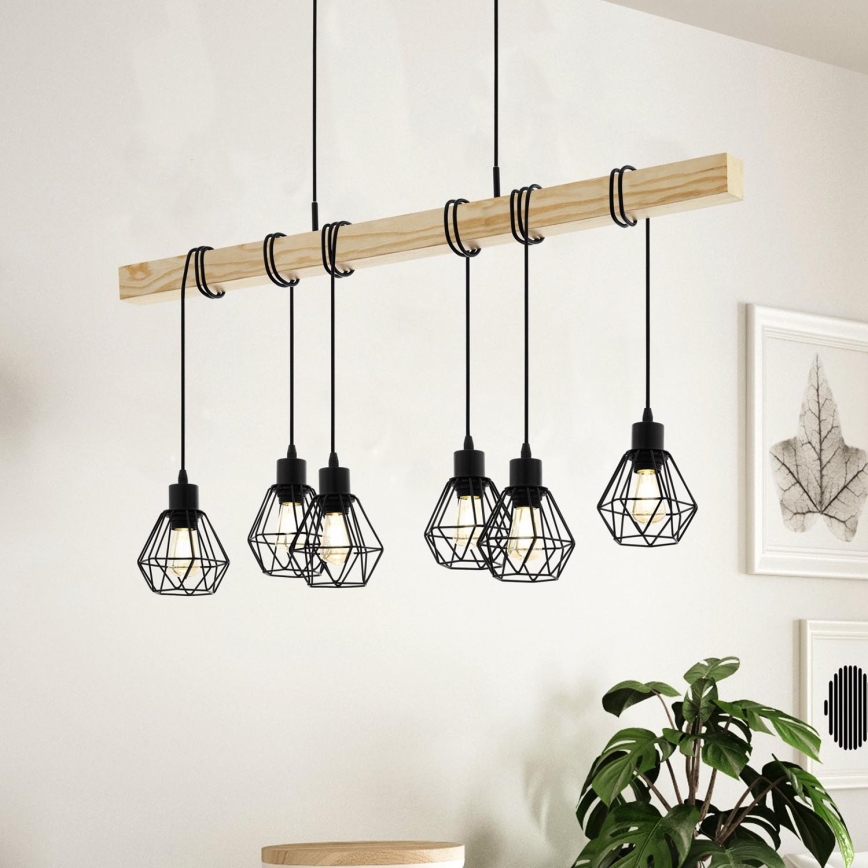 Eglo - Hanglamp aan een koord TOWNSHEND 6xE27/60W/230V