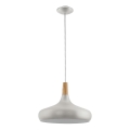Eglo - Hanglamp aan kabel 1xE27/40W/230V Ø 40 cm zilverkleurig
