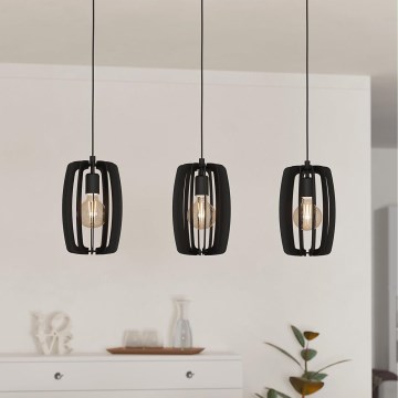 Eglo - Hanglamp aan kabel 3xE27/40W/230V zwart