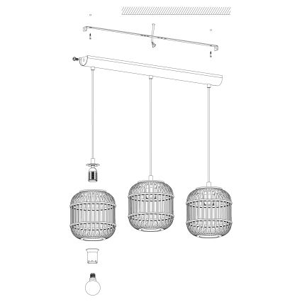 Eglo - Hanglamp aan koord BORDESLEY 3x E27 / 28W / 230V