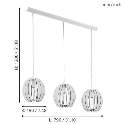 Eglo - Hanglamp COSSANO 3x E14 / 40W / 230V