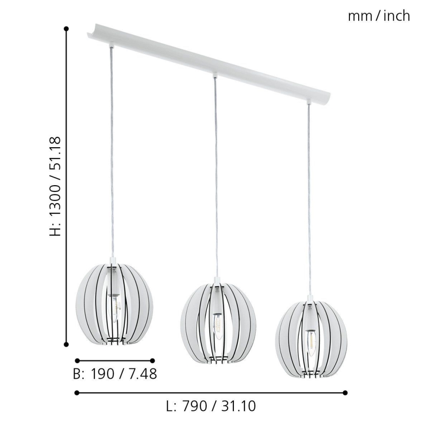 Eglo - Hanglamp COSSANO 3x E14 / 40W / 230V
