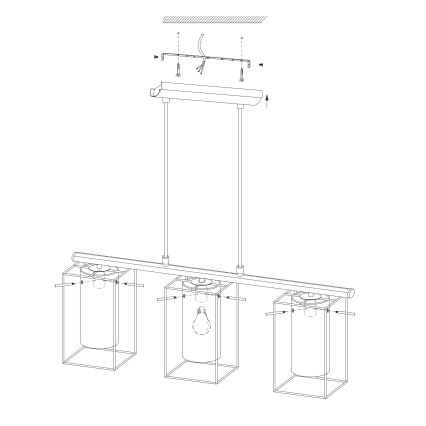 Eglo - Hanglamp LONCINO 3x E27 / 60W / 230V