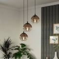 Eglo - Hanglamp met kabel 3xE27/60W/230V zwart/beige/gerookt glas