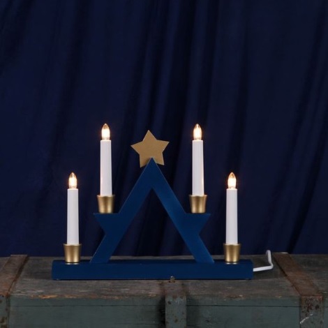 Ontwarren vandaag Zwakheid Eglo 410411 - Kerst Kandelaar JULLE 4xE10/3W/230V blauw | Lampenmanie