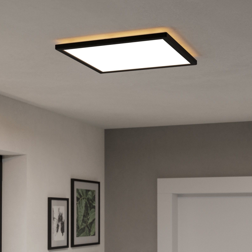 Eglo - LED Dimbare badkamer plafondverlichting LED/17,6W/230V 2700-6500K 39x39 cm IP44 zwart + afstandsbediening