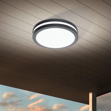 Eglo - LED Dimbare badkamer plafondverlichting LOCANA-C LED/14W/230V Bluetooth IP44 antraciet