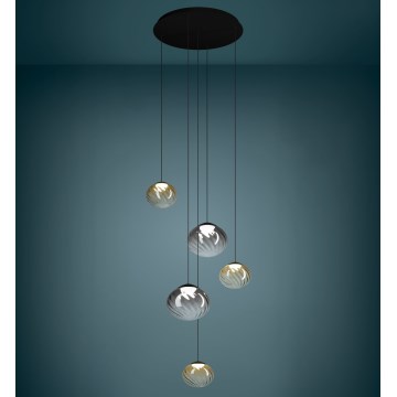 Eglo - LED-dimbare hanglamp aan kabel 5xLED/5,8W/230V 2200-6500K zwart/beige/gerookt + afstandsbediening