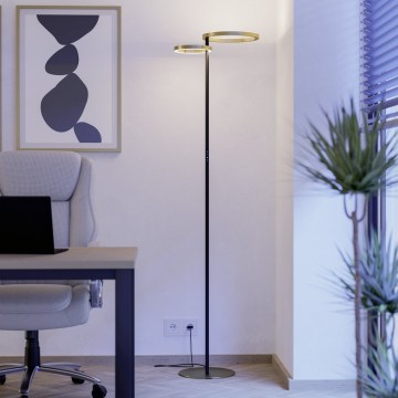 Eglo - LED dimbare vloerlamp LED/16W/230V + LED/12W goud/zwart