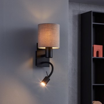 Eglo - LED Flexibele lamp 1xE27/40W/230V + LED/3,8W bruin