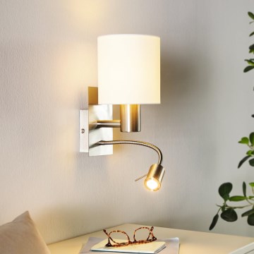 Eglo - LED Flexibele lamp 1xE27/40W+LED/3,8W wit