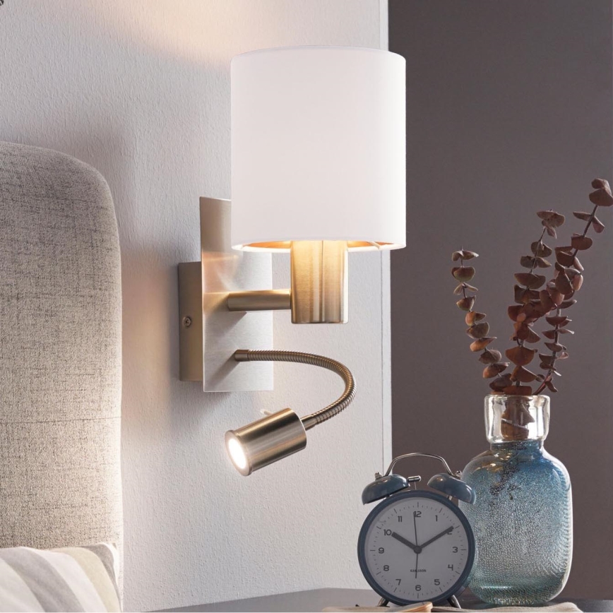 Eglo - LED Flexibele lamp 1xE27/40W+LED/3,8W wit