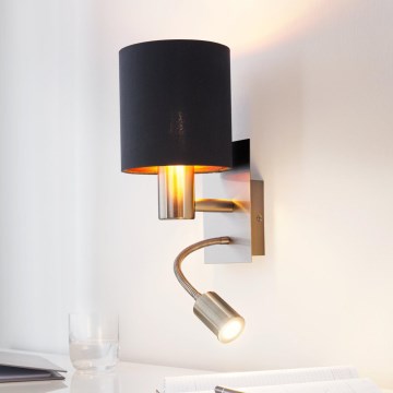 Eglo - LED Flexibele lamp 1xE27/40W+LED/3,8W zwart