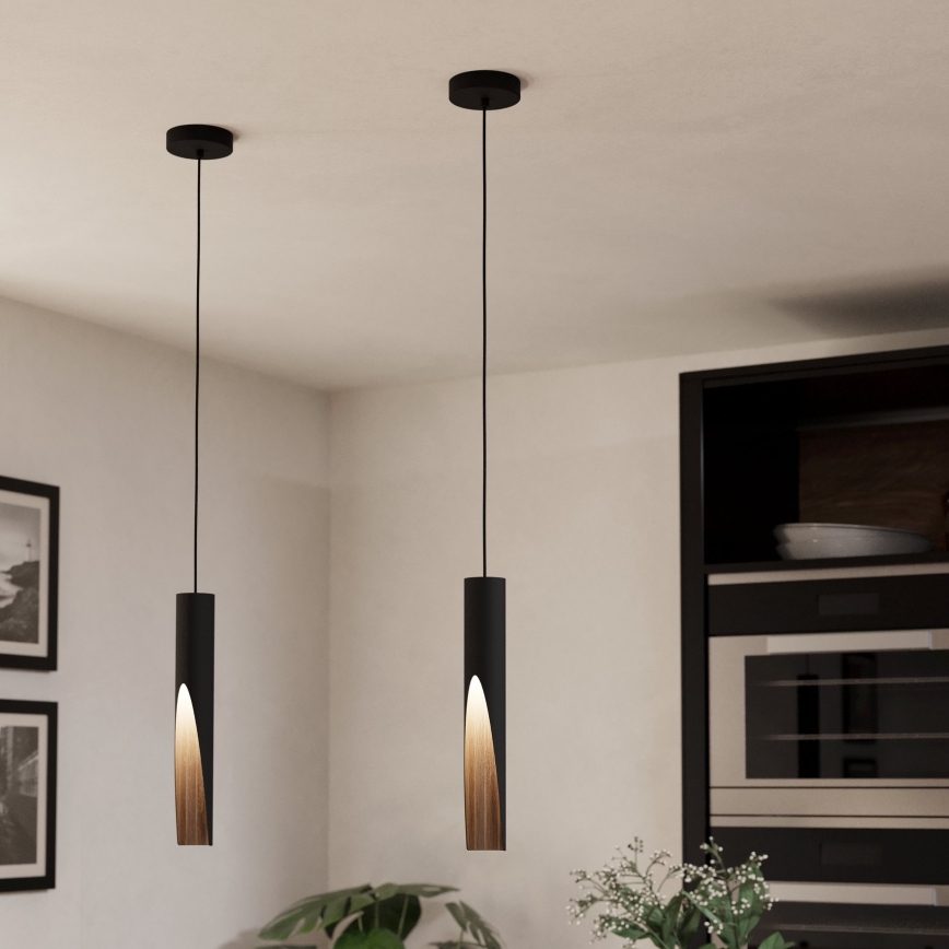 Eglo - LED Hanglamp aan een koord 1xGU10/4,5W/230V 3000K zwart/bruin