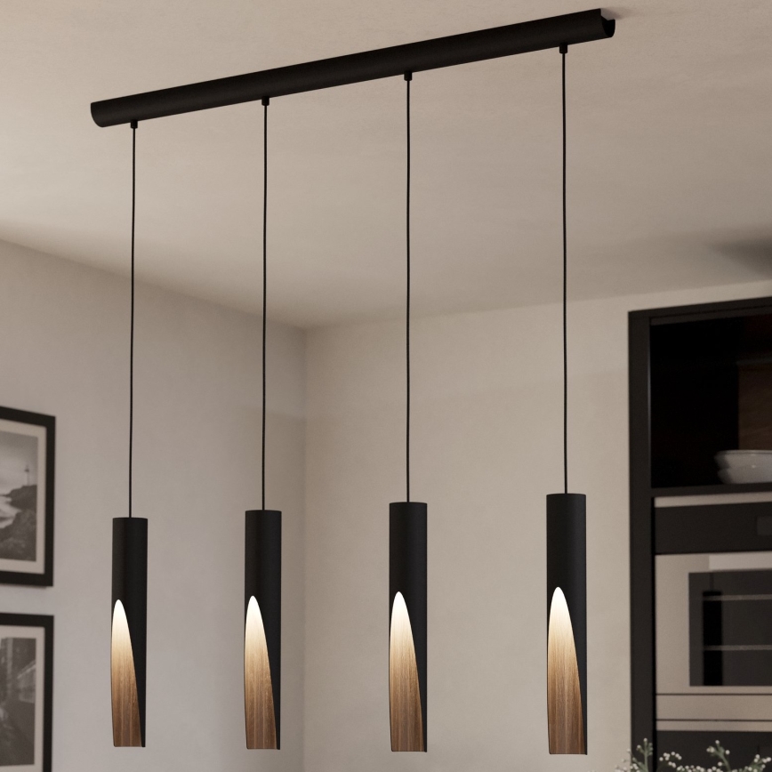 Eglo - LED Hanglamp aan een koord 4xGU10/4,5W/230V 3000K zwart/bruin